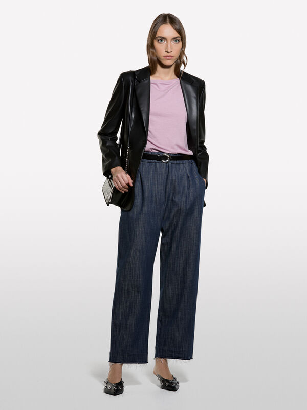 Mauve t-shirt with boat neck - women's long sleeve t-shirts | Sisley