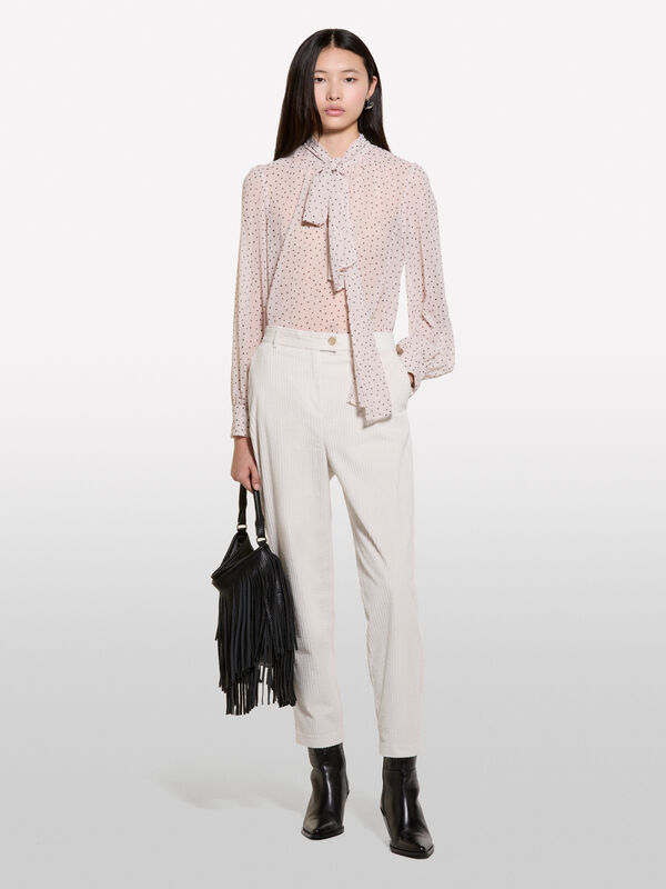 Cream white corduroy joggers - women's joggers | Sisley