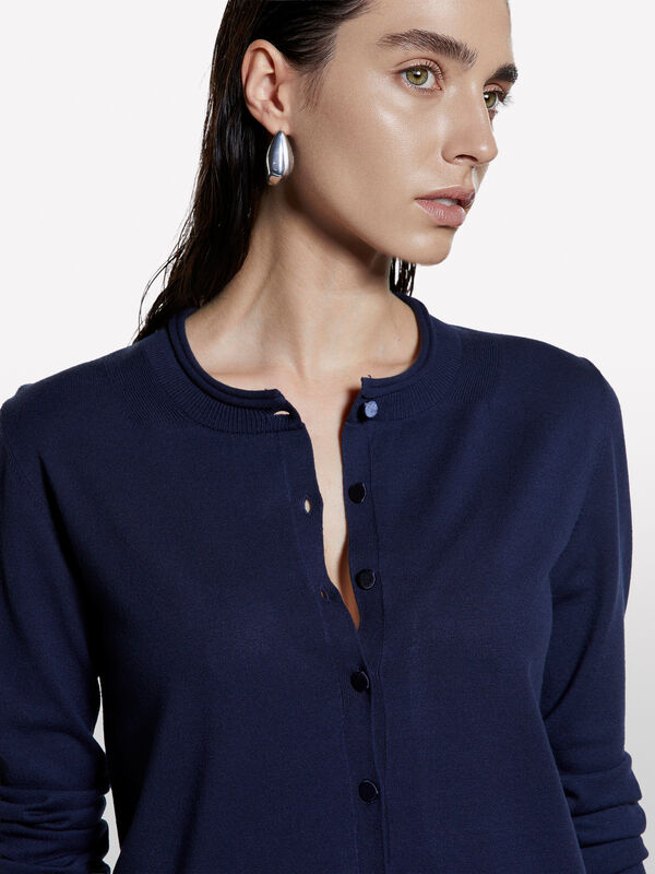 Navy blue regular fit cardigan - women's cardigans | Sisley