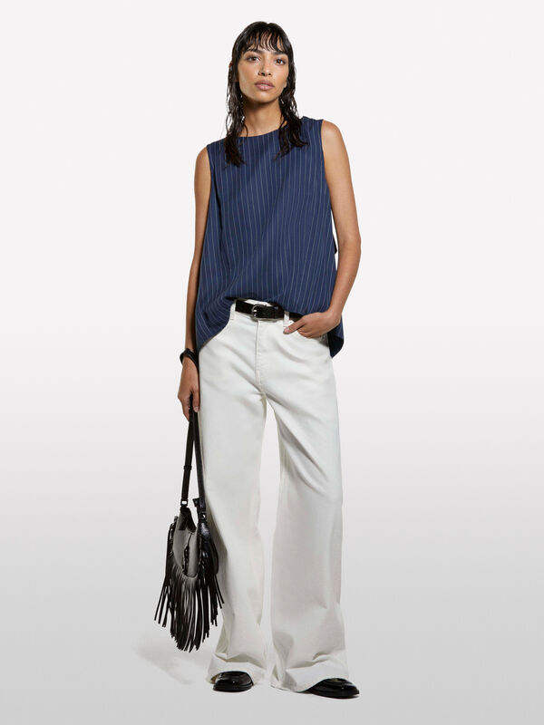 Pinstripe top with open back - women's tops | Sisley