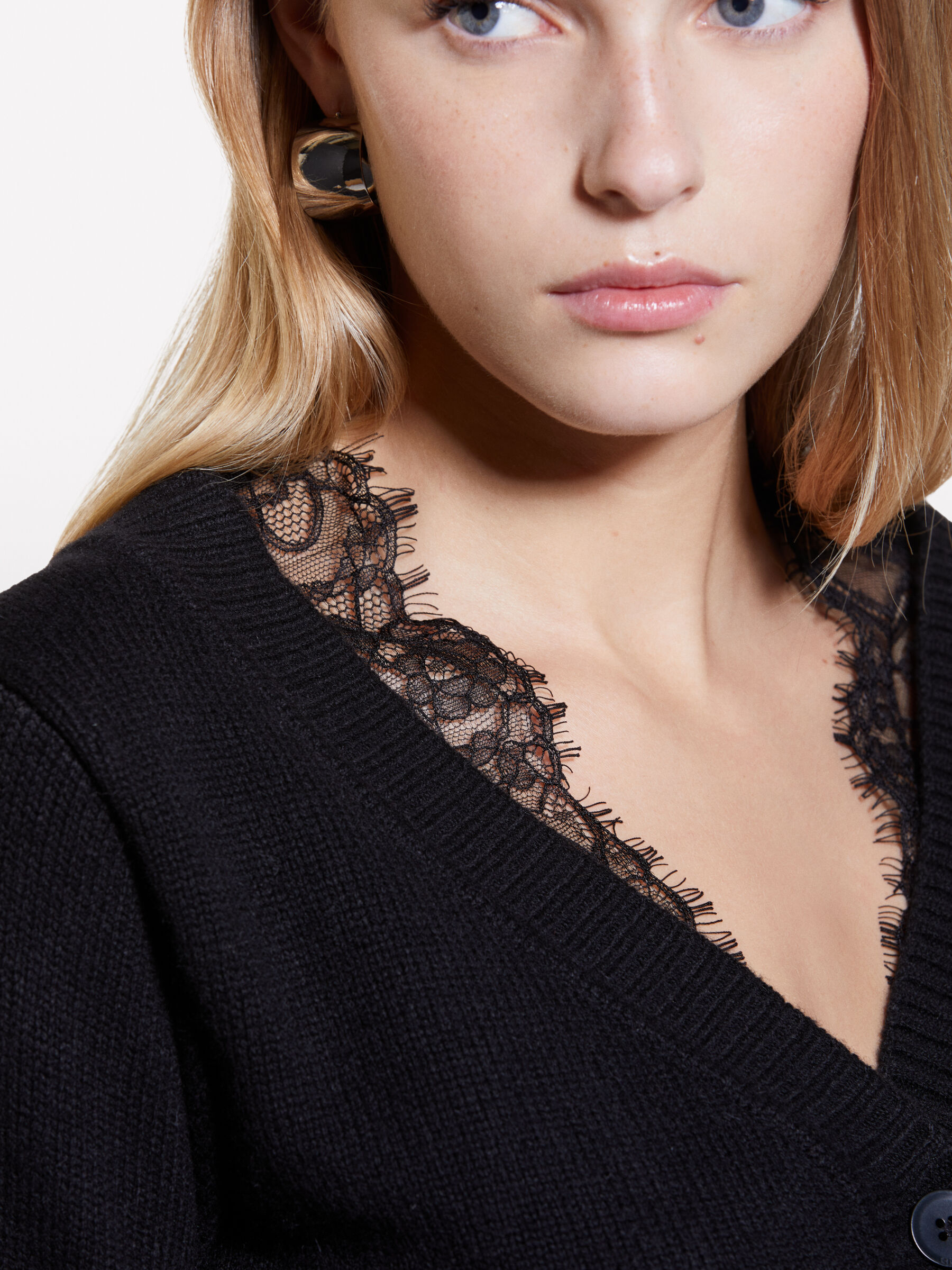 Black cardigan with lace Black Sisley