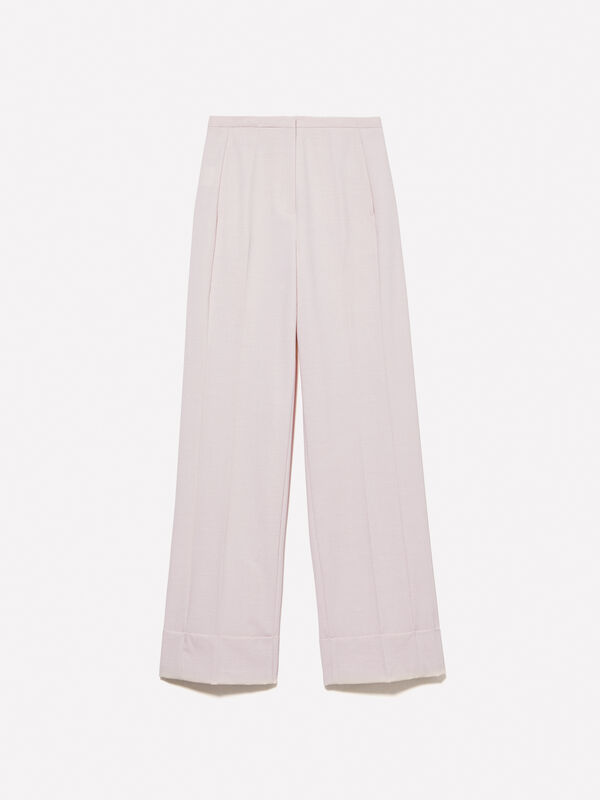 Beige trousers with maxi cuffs - women's regular fit trousers | Sisley