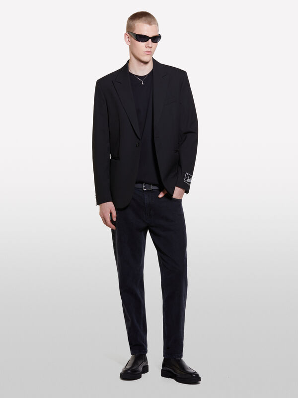 Black t-shirt in 100% organic cotton  - men's short sleeve t-shirts | Sisley