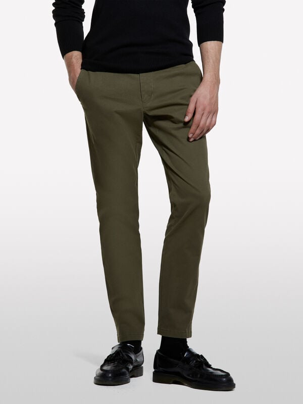 Olive green chinos - men's chino trousers | Sisley