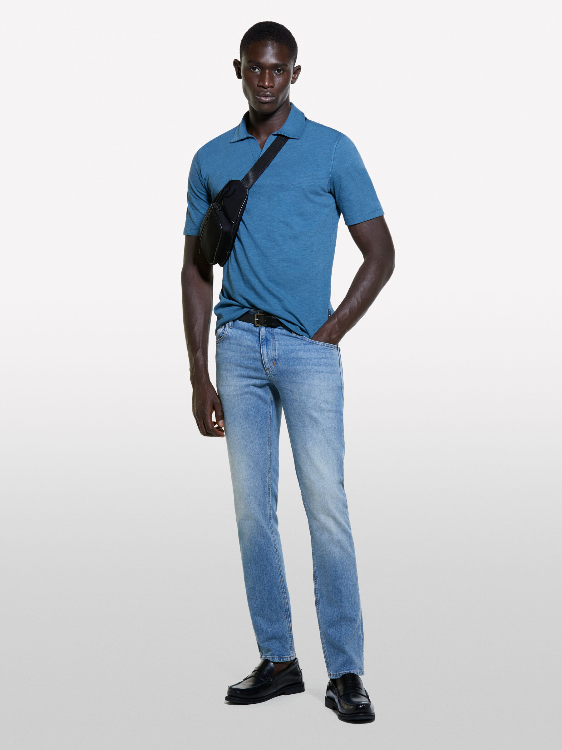 Blue polo in 100 cotton Blue Sisley