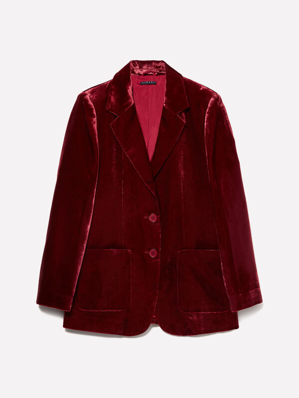 Burgundy velvet blazer - women's blazers | Sisley
