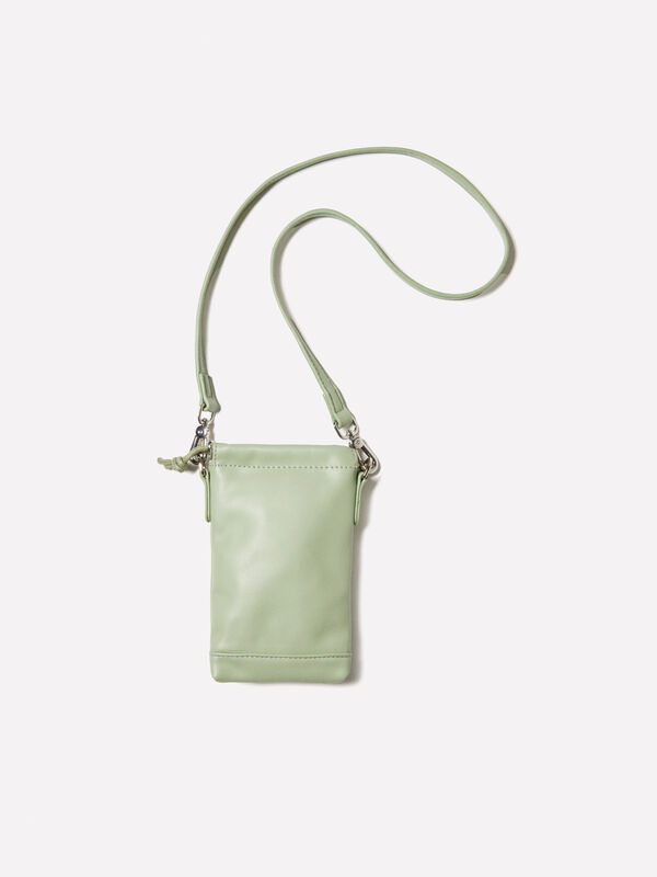 Light green cellphone holder with crossbody strap - women's clutches and cell phone holders | Sisley