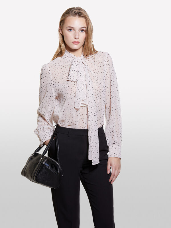 White polka dot chiffon blouse  - women's blouses | Sisley