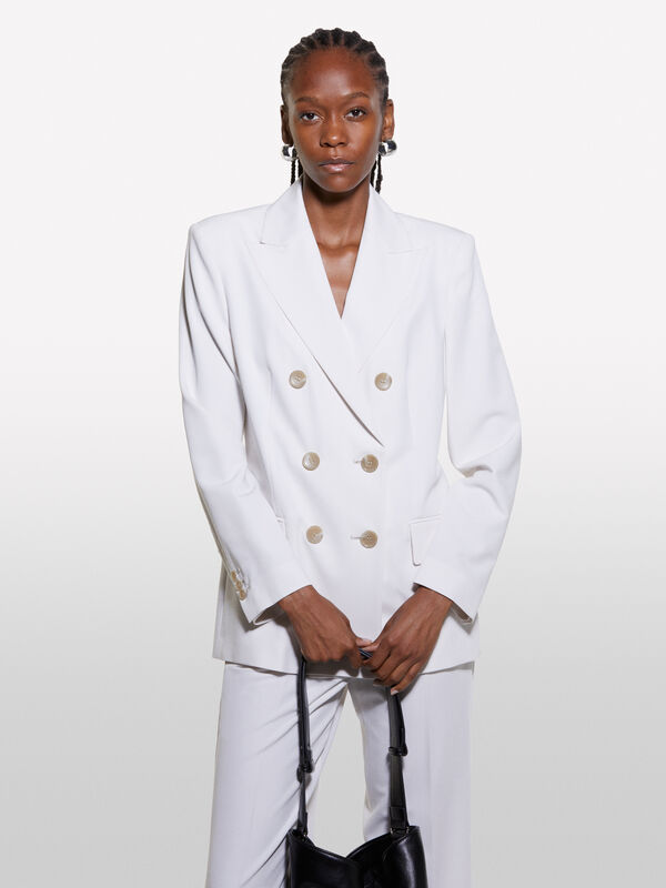 Cream white double-breasted blazer - women's blazers | Sisley