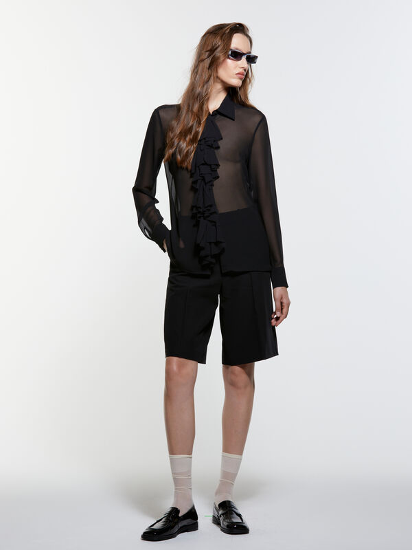 Black shirt with rouches - women's shirts | Sisley