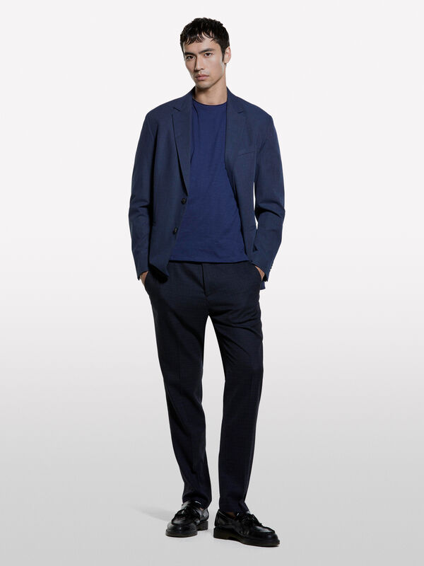 Blue slim fit short sleeve t-shirt - men's short sleeve t-shirts | Sisley