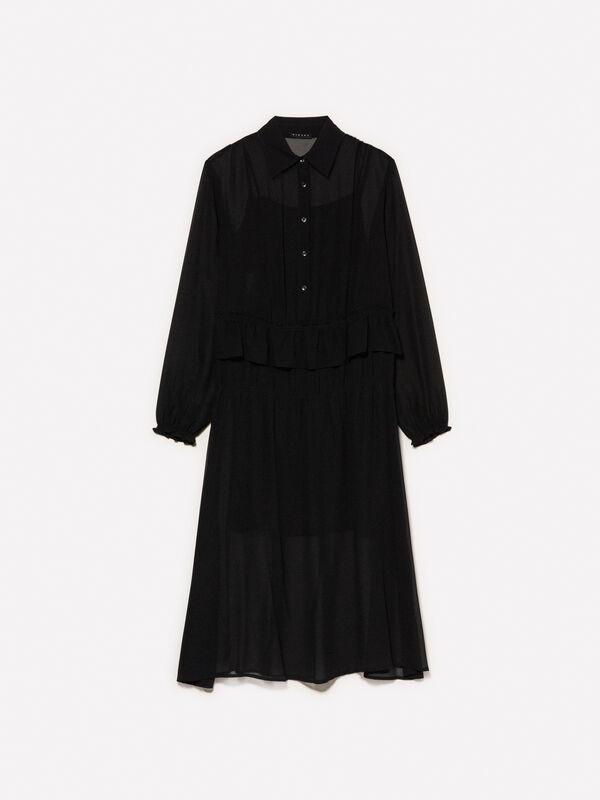 Long dress with rouches - women's long dresses | Sisley