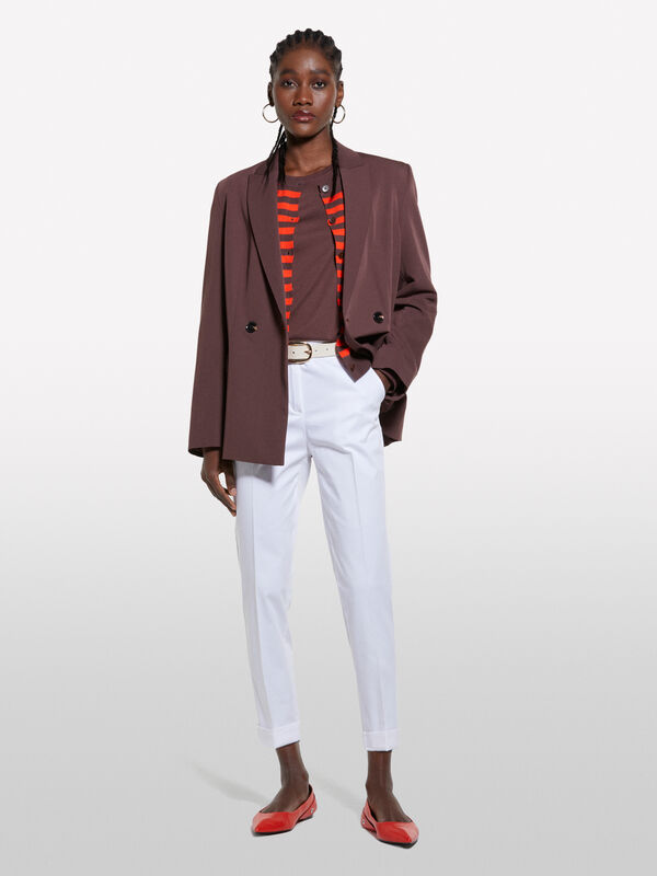 White cigarette trousers - women's skinny fit trousers | Sisley