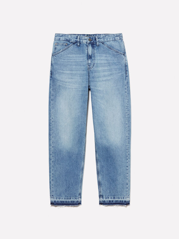 Blue regular fit jeans with frayed hem - men's regular fit jeans | Sisley