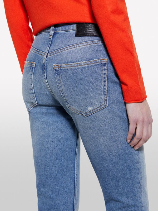 White slim fit 70 style jeans - women's slim fit jeans | Sisley
