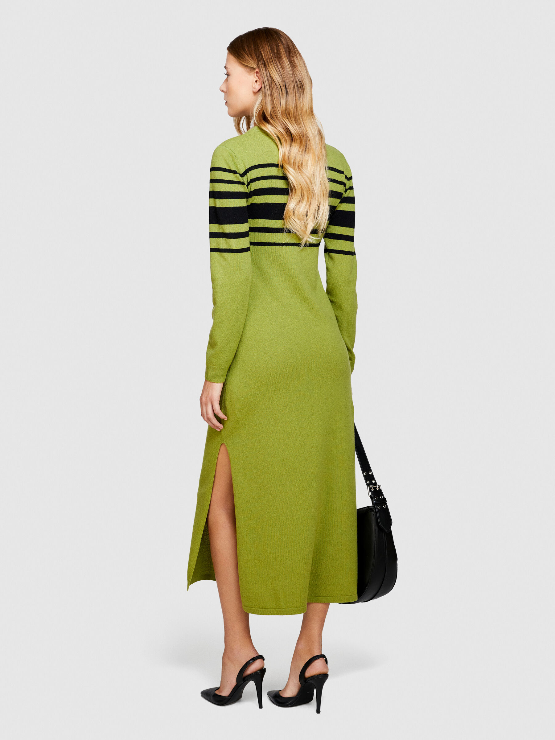 Knit dress with stripes Olive Green Sisley