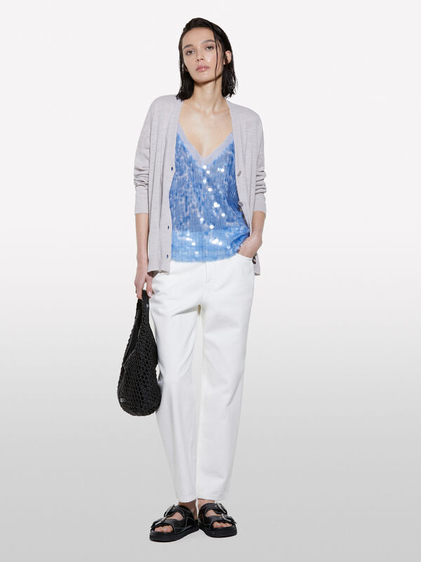 Gray knit cardigan Gray knit cardigan - women's cardigans | Sisley