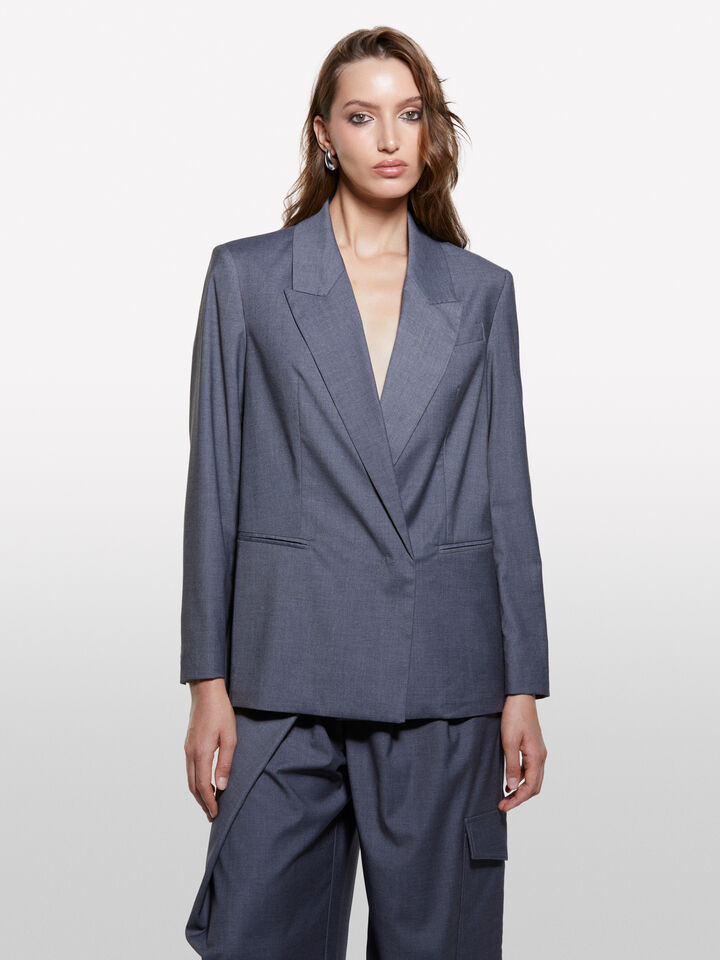 Gray blazer with buckle - women's blazers - Dark Gray | Sisley image number 3