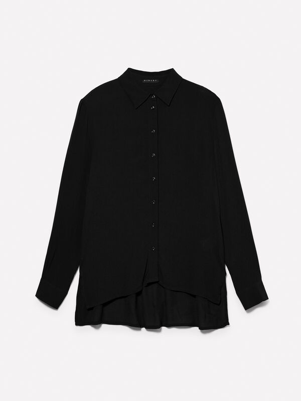 Black oversized fit shirt in 100% viscose - women's shirts | Sisley
