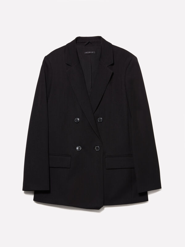 Black double-breasted blazer - women's blazers | Sisley