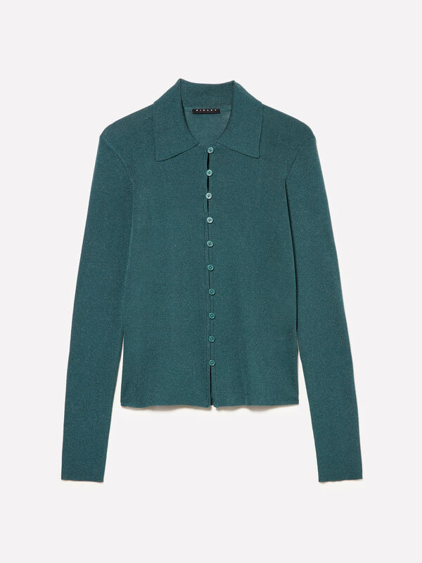 Cardigan with collar - women's high neck sweaters | Sisley