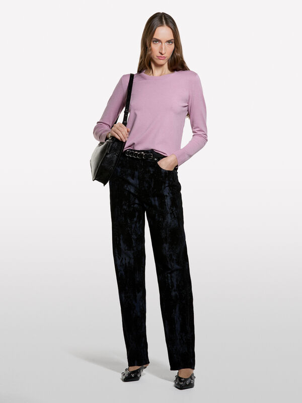 Mauve crew neck top - women's crew neck sweaters | Sisley