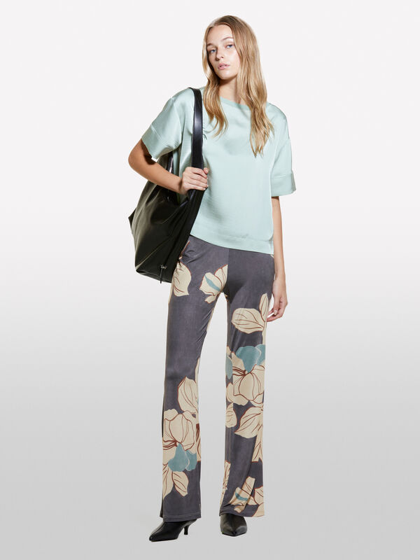 Multicolor printed trousers - women's high-waisted trousers | Sisley