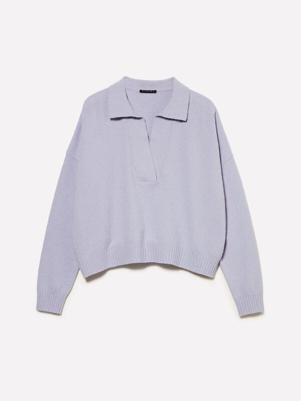 Knitted polo shirt - women's v-neck sweaters | Sisley