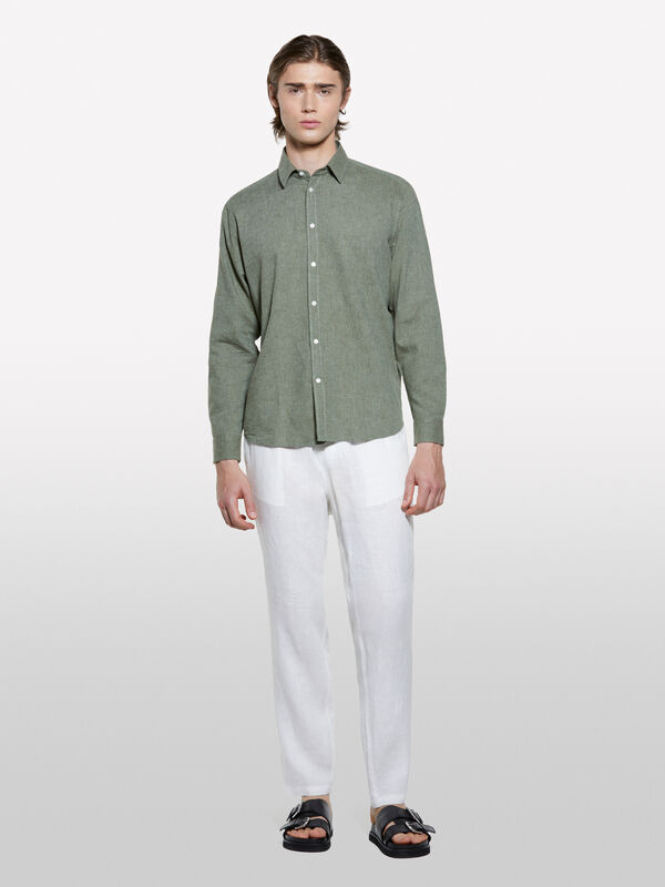 White 100% linen joggers - men's joggers | Sisley