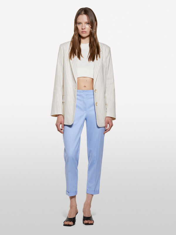 Light blue cigarette trousers - women's skinny fit trousers | Sisley
