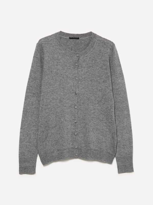 Dark marl gray regular fit cardigan - women's cardigans | Sisley
