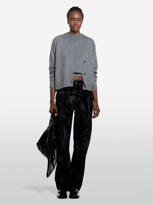 Dark marl gray crew neck sweater - women's crew neck sweaters | Sisley