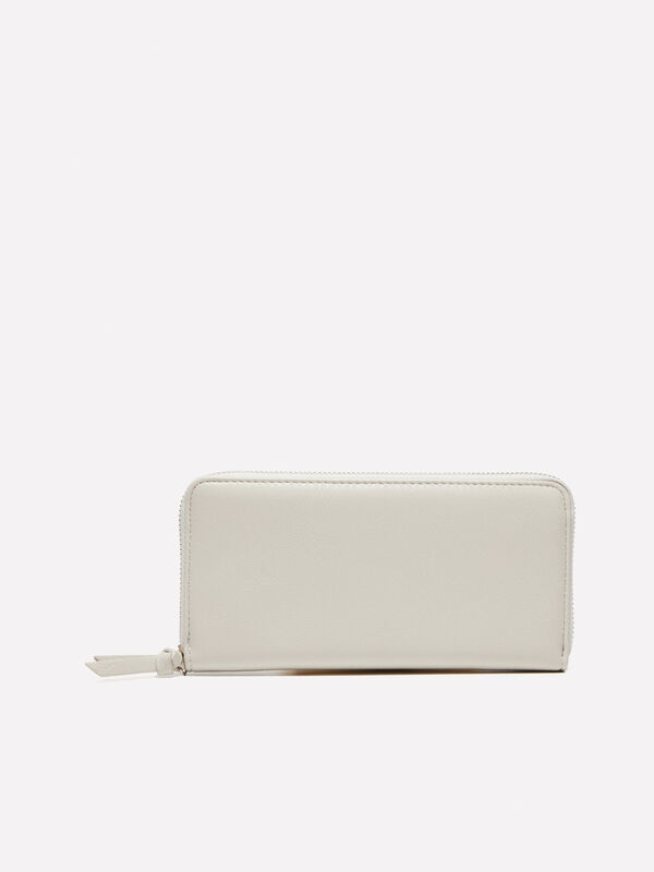 Large cream white polyester wallet with zipper - women's wallets | Sisley