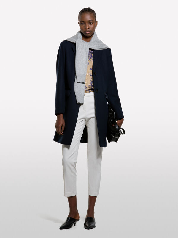 Dark blue midi coat - women's coats | Sisley