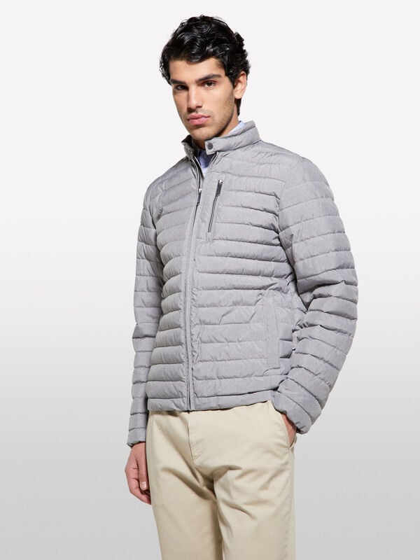 Light gray padded biker jacket - men's puffer jackets and coats | Sisley