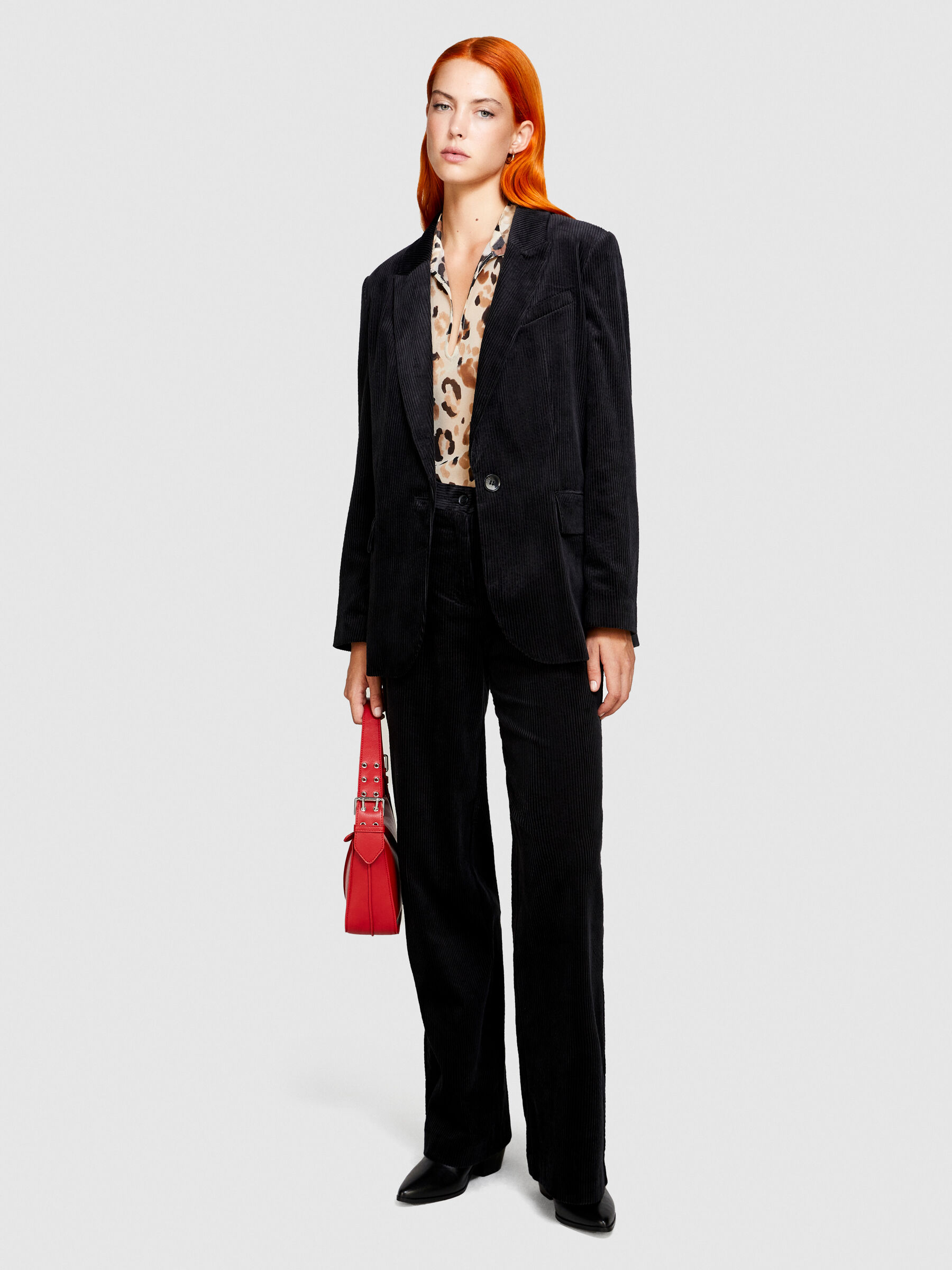 Long blazer in corduroy Black Sisley