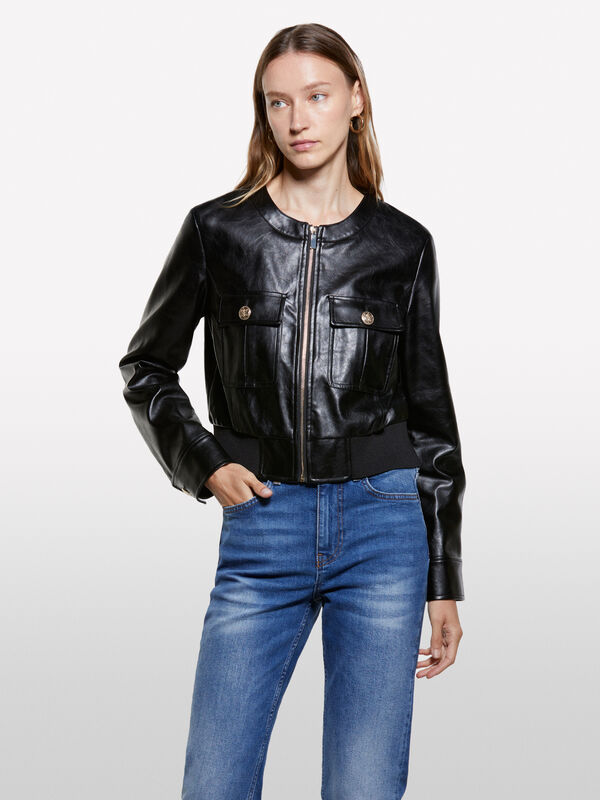 Black vintage cropped jacket - women's jackets | Sisley