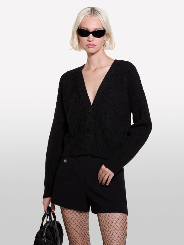 Black oversized fit cardigan - women's cardigans | Sisley