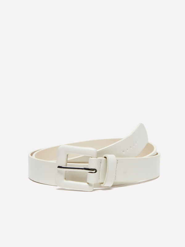 White belt with glossy buckle - women's belts | Sisley