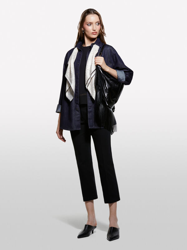 Dark blue denim shirt - women's shirts | Sisley