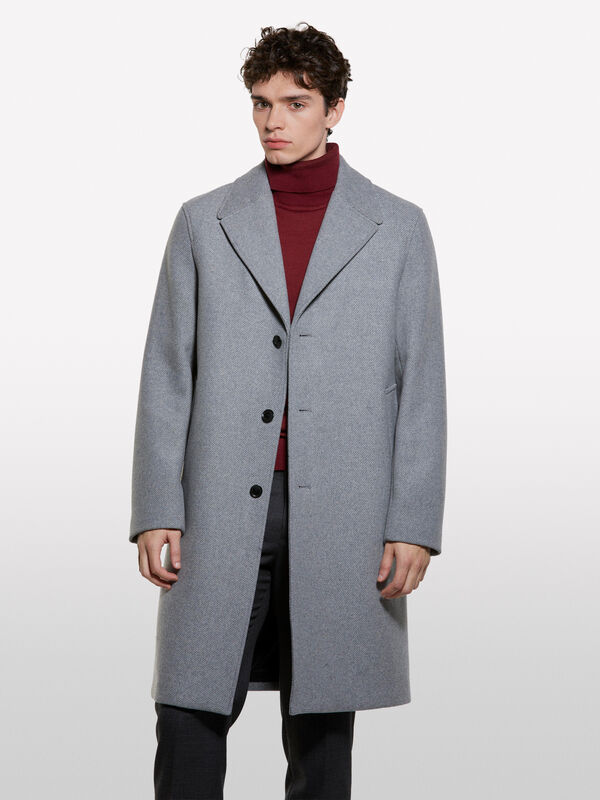 Light gray single-breasted coat - men's coats | Sisley