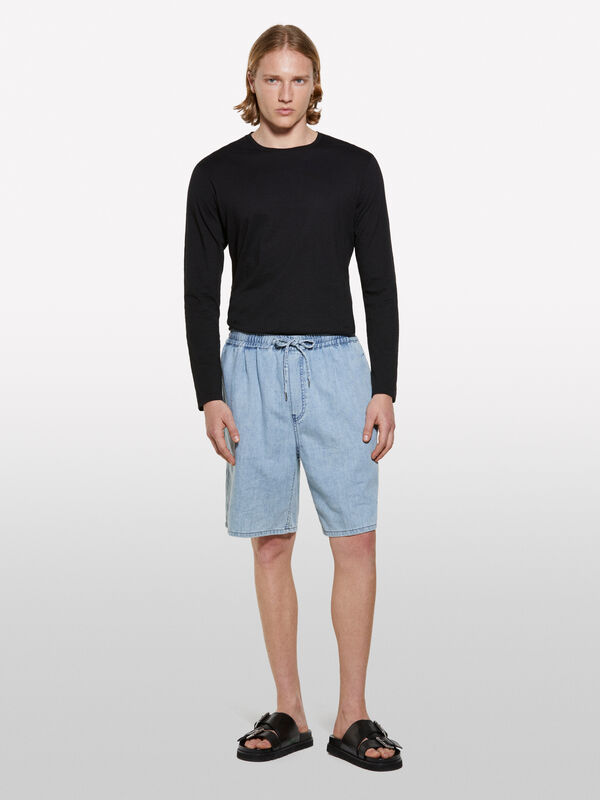 Black slim fit long sleeve t-shirt - men's long sleeve t-shirts | Sisley