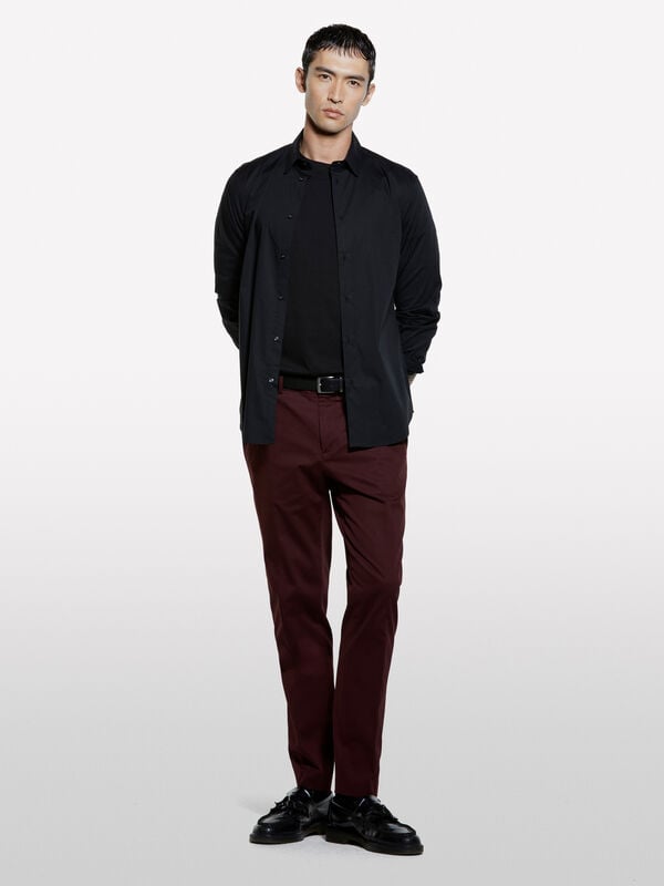 Black slim fit shirt - men's slim fit shirts | Sisley