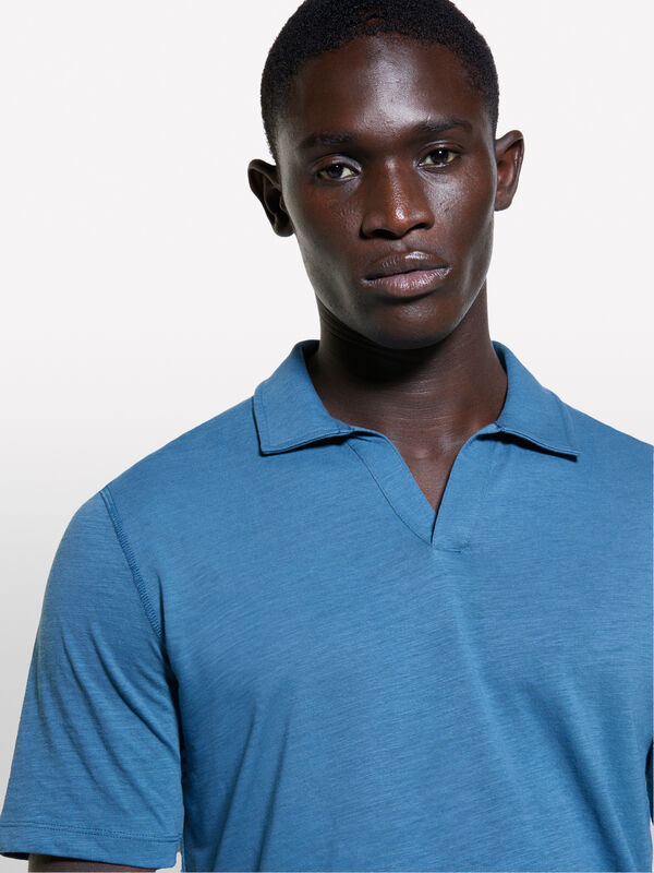 Blue polo in 100% cotton - men's polos | Sisley