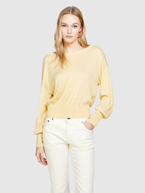 Top made of silk blend - women's boat neck sweaters | Sisley