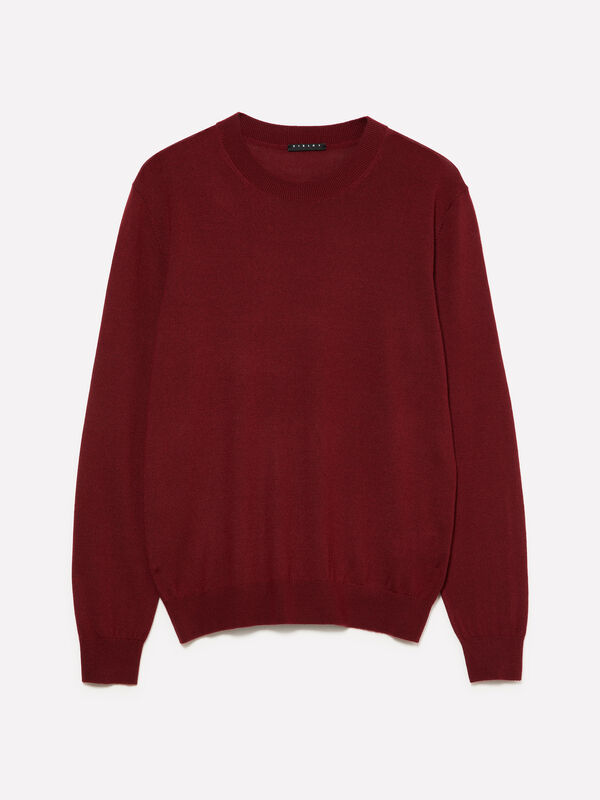 Garnet red sweater in wool blend Garnet red sweater in wool blend - men's crew neck sweaters | Sisley