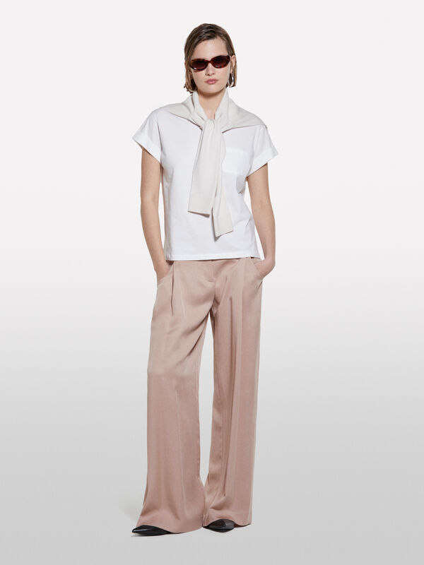 White t-shirt with pocket - women's short sleeve t-shirts | Sisley