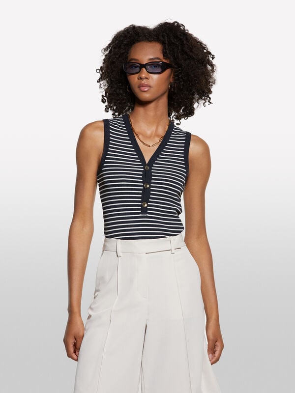 Striped top with buttons - women's tops | Sisley