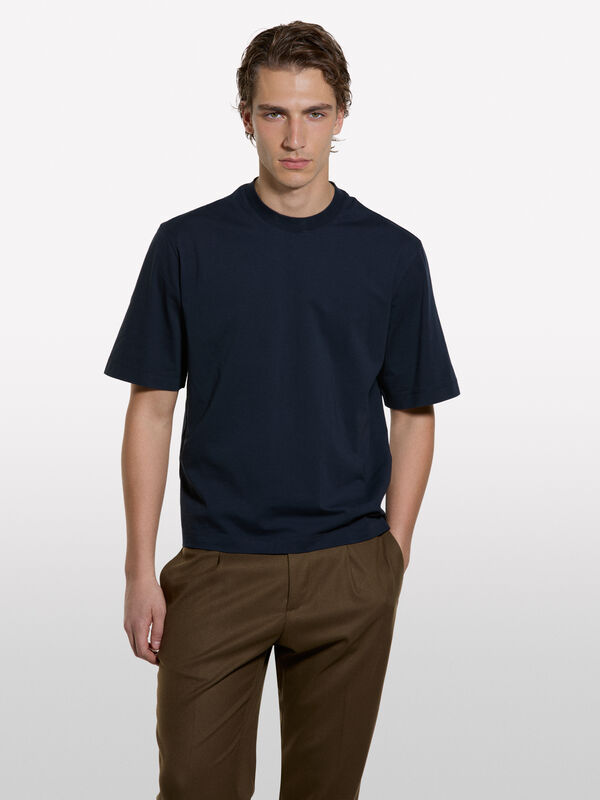 Blue relaxed fit t-shirt  - men's short sleeve t-shirts | Sisley