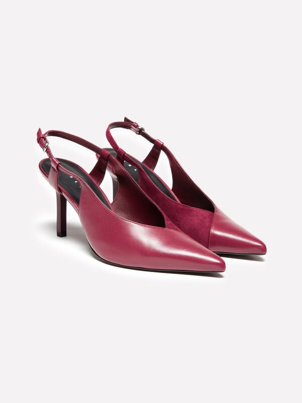 Burgundy slingback in 100% leather - women's heels | Sisley